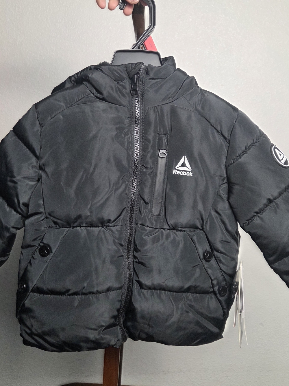 Reebok Kids Black Puffer Jacket with Hood